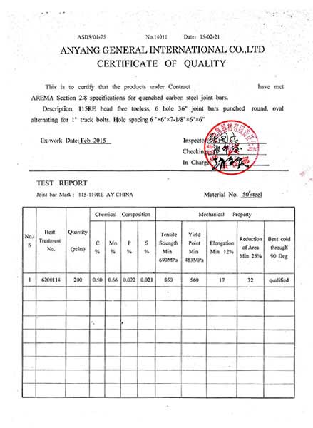 testing_report _of_115RE_6hole_rail_joint